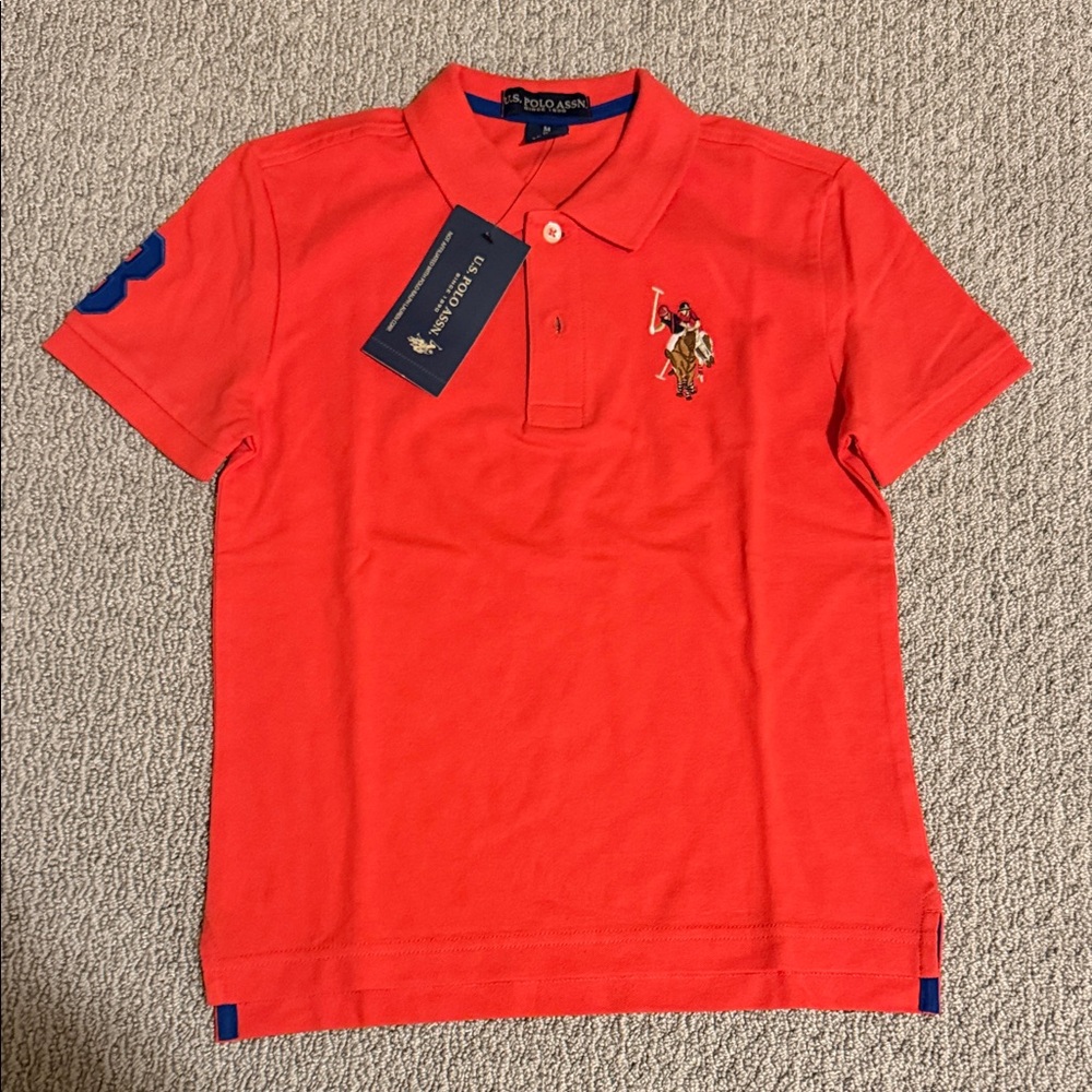 NWT U.S. Polo Assn. Bright Red Short-Sleeve Polo with Embroidered Logo